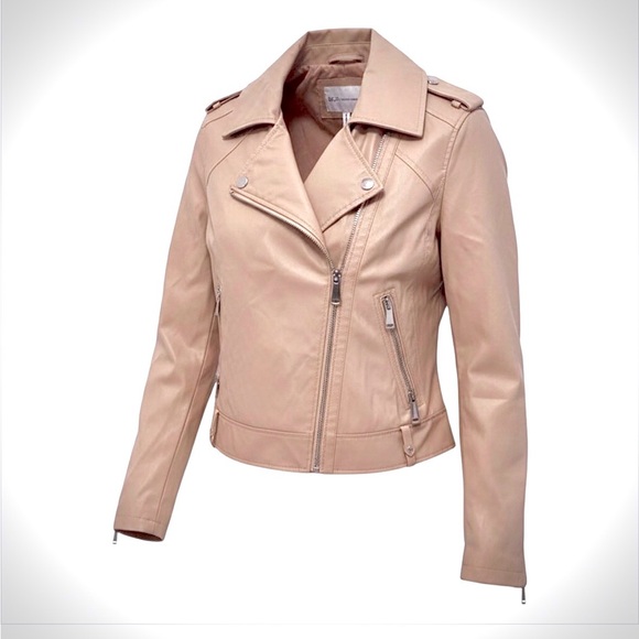 BCBGMaxAzria Jackets & Blazers - BCBGeneration Faux Leather Blush Pink Moto Jacket Size Medium